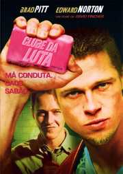 Cartaz brasileiro de Clube da Luta: Brad Pitt segura um sabonete rosa com o texto Má Conduta. Caos. Sabão.